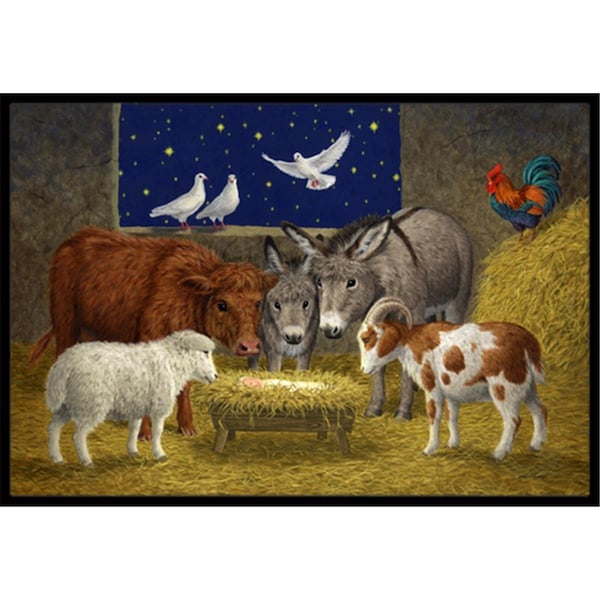 Jensendistributionservices Animals at Crib Nativity Christmas Scene Indoor or Outdoor Mat, 24 x 36 MI2557145 - main